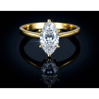 New Design S925 Silver 18k Gold Plated 1CT 2CT VVS D Color Marquise Cut Moissanite Women Ring Engagement Wedding Band