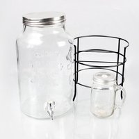 wholesale beverage glass drink juice dispenser jar with metal tap