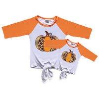 Latest Design Fall Long Sleeve T shirt Leopard Pumpkin Custom T shirt Printing