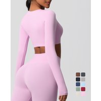 Spring Women Yoga Tops Solid Color Long Sleeve Crop T Shirt for Women Casual Top Outdoor Running Wear Long-sleeved Women
