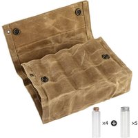 Waterproof Waxed Canvas Reusable Portable Vintage Travel Spice Kit Seasoning Bottle Storage Bag Outdoor Camping Utensils