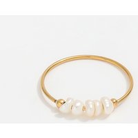 High End 18K PVD Gold Plated Irregular Freshwater Pearl Rings Stainless Steel Women Rings Tarnish Free Jewelry