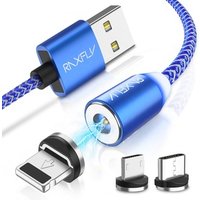 Free Shipping 1M Magnetic Charger 3 in 1 USB Cable RAXFLY Magnetic Charging Mobile Phone Cable