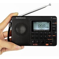 RETEKESS V115 Radio Music Player AM FM SW Pocket Receiver Shortwave Transistor Receiver TF Card USB REC Recorder FM Tuner Adapte