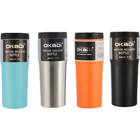 16oz powder coated double wall stainless steel tumbler vacuum flask cup with logo