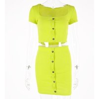 X89574B ladies sexy crop top and skirt 2 piece set