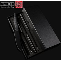 Amber Custom Logo 4pcs Black DLC Titanium Black 440C High Carbon Steel Steak Knives Set with G10 Handle