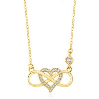 Daidan Infinity Necklace 925 Silver Necklaces Gold Plated Sterling Silver Heart Heart Zircon Heart Necklace