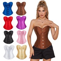 Woven Satin Elastic Boned Plus Size 6XL Overbust Solid Corset for Women Qianfa Eco-Friendly