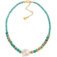 Women's Gold-Plated Baroque Pearl Necklace Natural Colored Stone Brass Diamond Metal Beads Customizable Party Fashion OEM ODM
