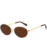 NQ3782 2025 Hong Kong Style High-End Round Rimless Retro Metal Oval Small Frame Sunglasses Men Women Vintage