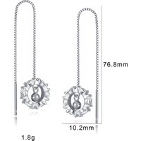925 Sterling Silver Zircon Earrings with Beads Pendant Piercing Threader Weddings Earrings
