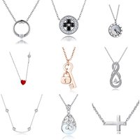 Hot Sale Necklaces Pendant Sterling Silver 925 Jewellery White Gold Plated Zirconia Stone Pendant Necklaces Women