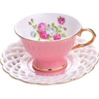 Antique Rim Ceramic Coffee Cup Saucer