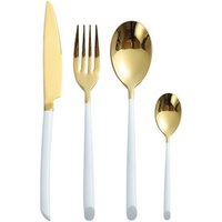 16pc Stainless Steel white handle and gold cutlery wave design Silverware Set Metal Flatware for Hotel Restaurant Wedding Party