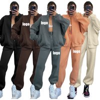 Oem Custom LogoWinter Thick Sports Suits Set for Women 5 Color Jogger Gym Wear Matching Jogger Sets Plus Size Women'S Sets