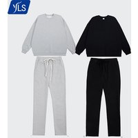 YLS Winter Eco-Friendly Breathable Fashion Sportswear Casual Custom Label 100% Cotton Tracksuit Mens Crewneck Pullover