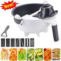 9 1 Multifunction Rotating Vegetable Cutter Drain Basket