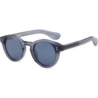 2024 Vintage Handmade Propionic Acid Sunglasses Round Frame Blue Black Rivet Decorate Polarized Sunglasses PC Frame Material