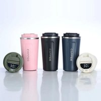 Portable 304 Stainless Steel Insulated Tumbler LED Intelligent Temperature Measurement Car's Vacuum Coffee Cup
