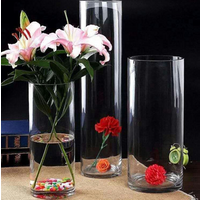 wholesale home decorative tall shape clear glass cylinder vase