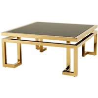 Wholesale Metal Frame Stainless Steel Centre Table Basse Modern Living Room Furniture Luxury Golden Square Glass Coffee Table