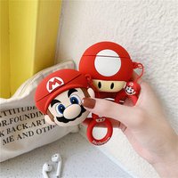Free Shipping Cute Funny Game Cartoon Case for AirPods Earphone Cases Protective Cover 3D Super Mario