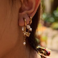 J&D Jewelry 18K PVD Gold Plating Fashion Stainless Steel ABS Pearl Zirconia Flower Pave Stone Butterfly Star Tassel Earrings