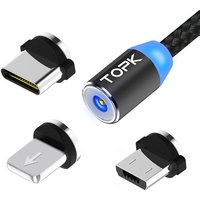 TOPK AM23 (1M/3.3ft) Nylon Braided LED Magnetic USB Charging Cable