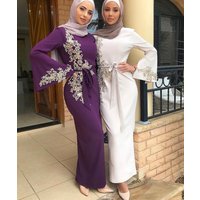 2025 LILY CHENG Luxury Plus Size Abaya Dress Middle Eastern Women Polyethersulfone Floor Length Islamic Clothing Hijab
