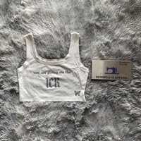 DENIMGUYS Custom Rhinestone Vest Ladies Cotton Ribbed Women Crop Tank Top Womens Crop Tank Tops Sleeveless Y2k Cropped Top