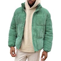 Plus-size Men's Retro Corduroy Winter 2025 Stand Collar Padded Jacket-Warm Quilted Outerwear Jacket for Men