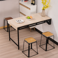 Space Saving Apartment Furniture MDF Panel Metal Frame 1.2m Transformer Wall Mounted Fold Down Rack Shelf to Dining Table
