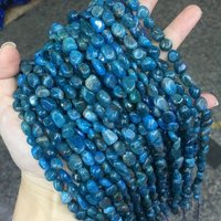 Natural 8-10mm Apatite Irregular Round Shape Beads Healing Energy Gravel Pebble Gemstone for Jewelry Making 15" Strand