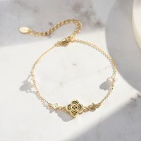 RINNTIN GMB69 Custom Fashion Jewelry Women'S 925 Sterling Silver Bracelets Shell Pearls+Malachite Four Leaf Cloveres Bracelet