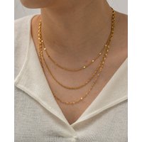 New Trendy 18K Gold Plated Stainless Steel Waterproof Three Layer Stacking Necklace for Girls
