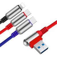 Nylon Braided Zinc Alloy 3 In 1 Charging USB Cable for iPhone & Micro Usb & Type c