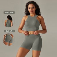 New Arrival Fitness Yoga Clothing Custom Crop Tank Top And Shorts Set Women Two Piece Biker Set For Summer 2023