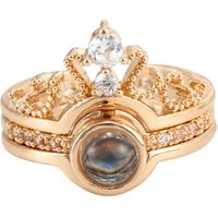 Fashion Ladies Copper Alloy Crystal 100 language i love you removable Couple rings women