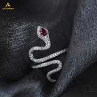 Snake Natural Royal Sapphire Emerald Pigeon Blood Moissanite Ring Certified Sterling Silver Fashion Jewelry