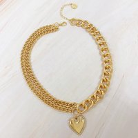 2026 Women's Necklace Stainless Steel Necklace Customized 18 k Gold Chunky Link Chain Crystal Heart Pendant Necklace for Women