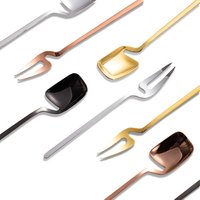 Stainless Steel Fruit Salad Dessert Spoon Metal Yogurt Ice Cream Honey Stirring Hanging Cup Spoon