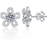 0.5Carat Round Brilliant Cut Moissanite Earrings for Women 925 Sterling Silver Flower Shape 18K White Gold Plated Fine Jewelry