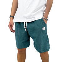 Men's Casual Summer Beach Gym Shorts Breathable Lightweight Corduroy Elastic Mid Waist Drawstring Mesh Solid Colored Loose Fit