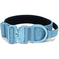 2025 New Design 4cm Blue Nylon Tactical Dog Collar Set With Neoprene Soft Lining for Field Training
