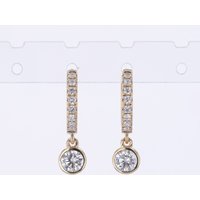 Starsgem Vintage Style Jewelry 10k 14k 18k Yellow Gold Hoop Bezel Earrings With 0.3CT DEF VS VVS IGI Diamonds 4.0mm Lab Diamond