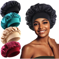 Turban Head Muslim Headwraps Solid Color Bonnets Curly Hair and Sleeping Hair Bonnets Satin Sleep Cap Silk Bonnet