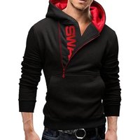 Letter Hooded Sweatshirt Side Zipper