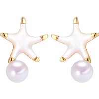 SHDIYAYUN Trendy Sea Shell Starfish Pearl Jewelry Natural Freshwater Pearl Stud Earrings for Women