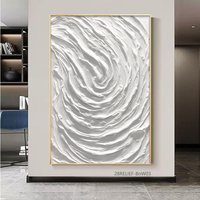 Custom Large Handmade White Painting Hand Painted Heavy Textured Abstract Oil Painting Wall with Frame for Home Decor